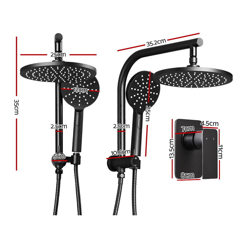 Cefito Shower System with Mixer Tap High Pressure Rainfall Handheld Matte Black Brass