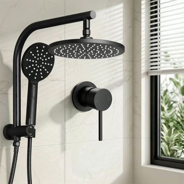 Cefito Rain Shower Head Set with Handheld Mixer Brass Chrome 9 inch