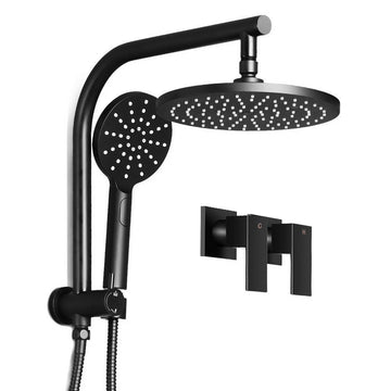 Cefito Matte Black Shower System with Rainfall Head Handheld and Twin Taps 22cm