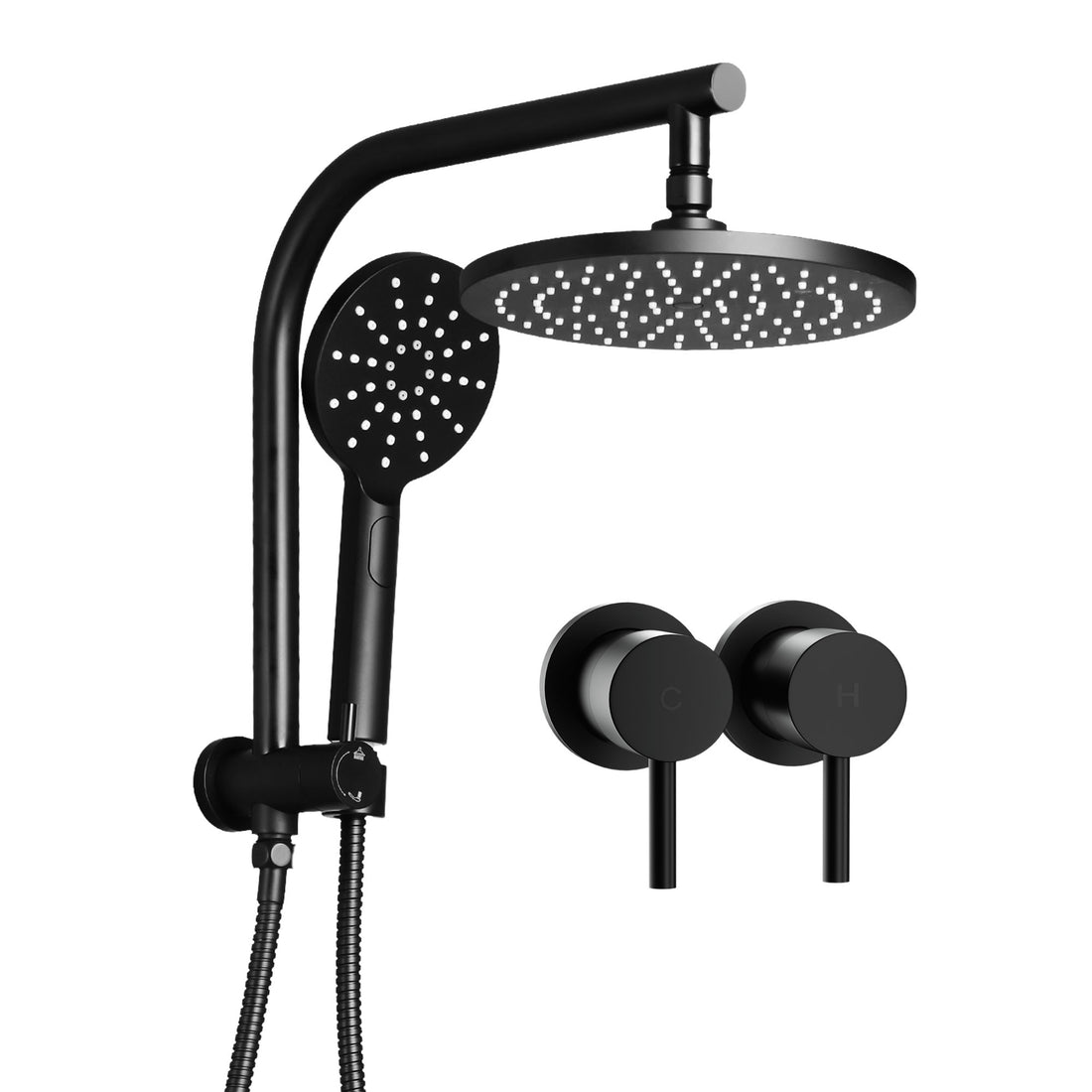 Cefito Rain Shower Head Set with Handheld Twin Taps Brass Chrome 9 inch