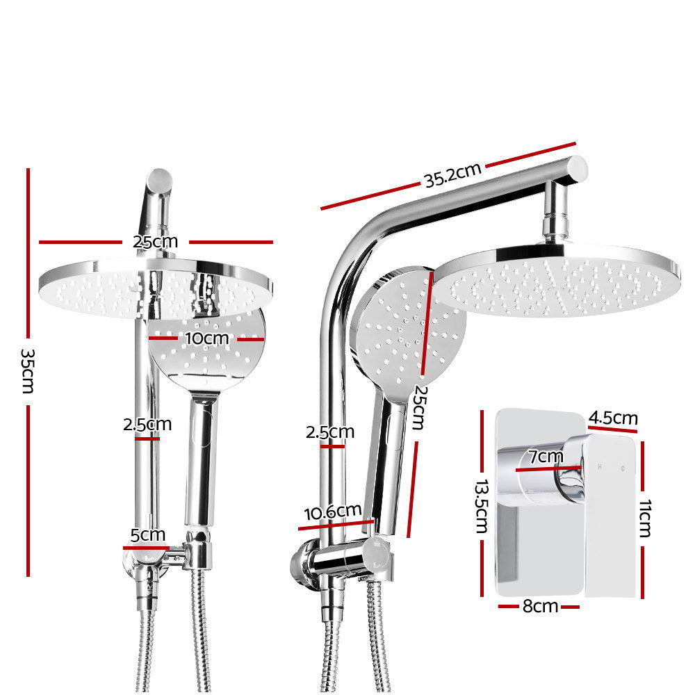 Cefito 9 inch Rain Shower Head Set with Handheld Mixer Tap Chrome