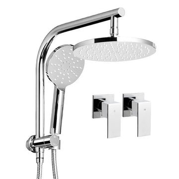 Cefito Chrome Shower System with Rainfall Head Handheld and Twin Taps 22cm