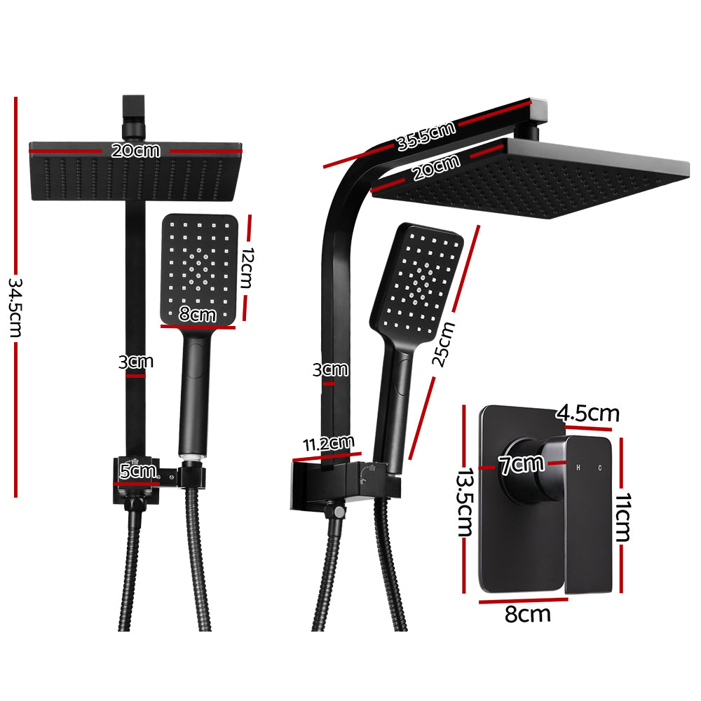 Cefito Square Shower System with Mixer Tap 8 inch Rainfall Handheld Matte Black
