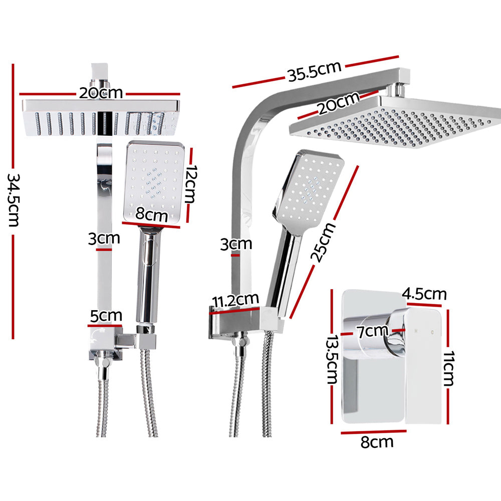 Cefito Square Shower System with Mixer Tap 8 inch Rainfall Handheld Chrome