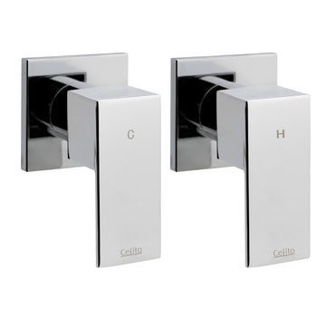 Cefito Basin Mixer Tap Wall Mounted Hot and Cold Indicators Chrome