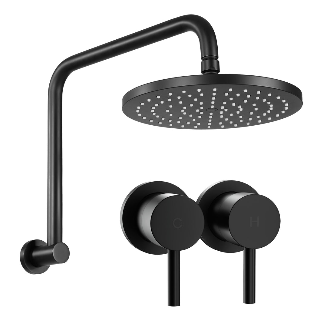 Cefito Rain Shower Head Wall Mounted with Twin Taps 230mm Matt Black