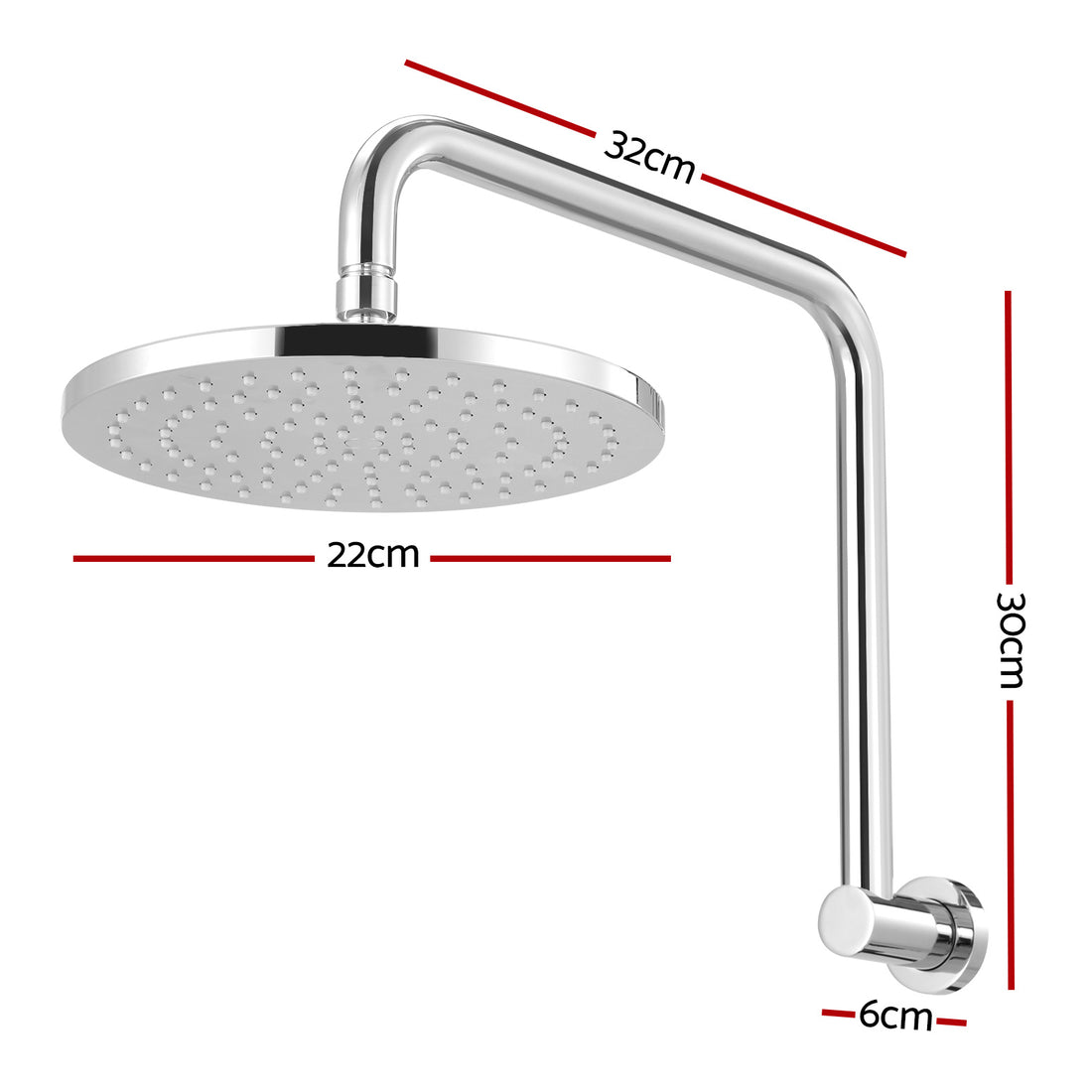 High Pressure Rain Shower Head 9 inch Chrome Wall Mounted Solid Brass