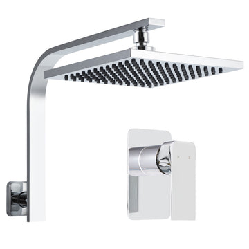Cefito Wall Mount Shower Head with Mixer Tap 8 inch Square Chrome