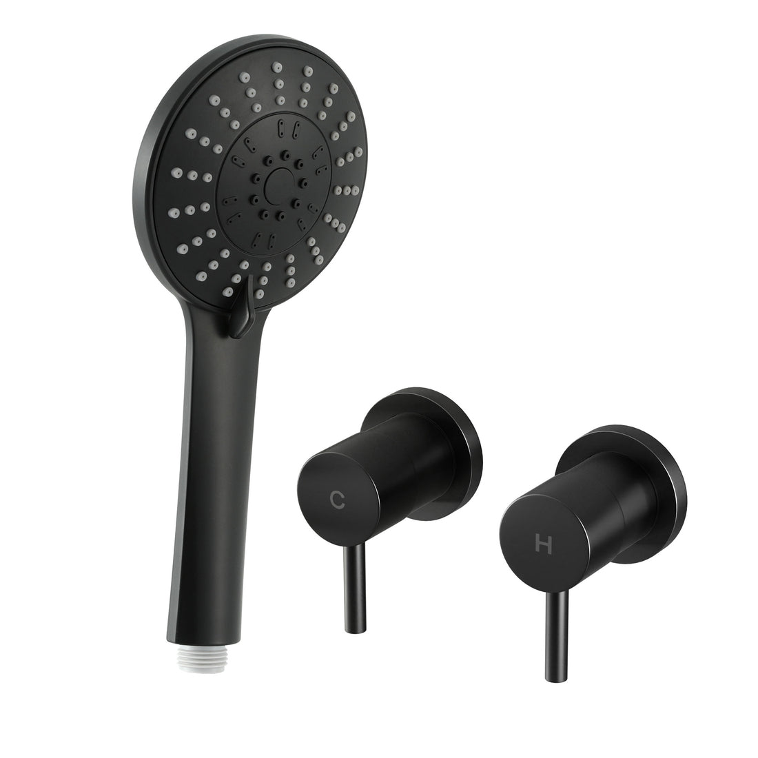 Cefito 4.5in Handheld Shower Head Matte Black with Twin Swivel Tap