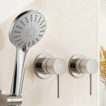 Cefito Handheld Shower Head 4.5 inch Silver with Twin Swivel Tap