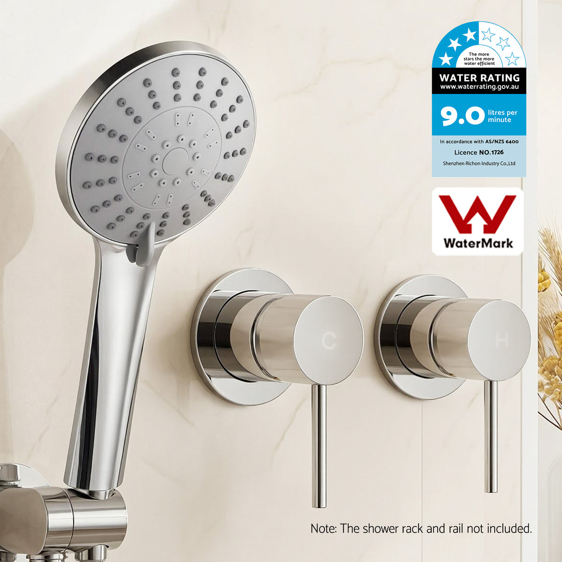 Cefito Handheld Shower Head 4.5 inch Silver with Twin Swivel Tap