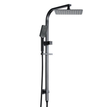 Dual Rain Shower Head Set 10 inch Square Black Handheld High Pressure Wall Mount