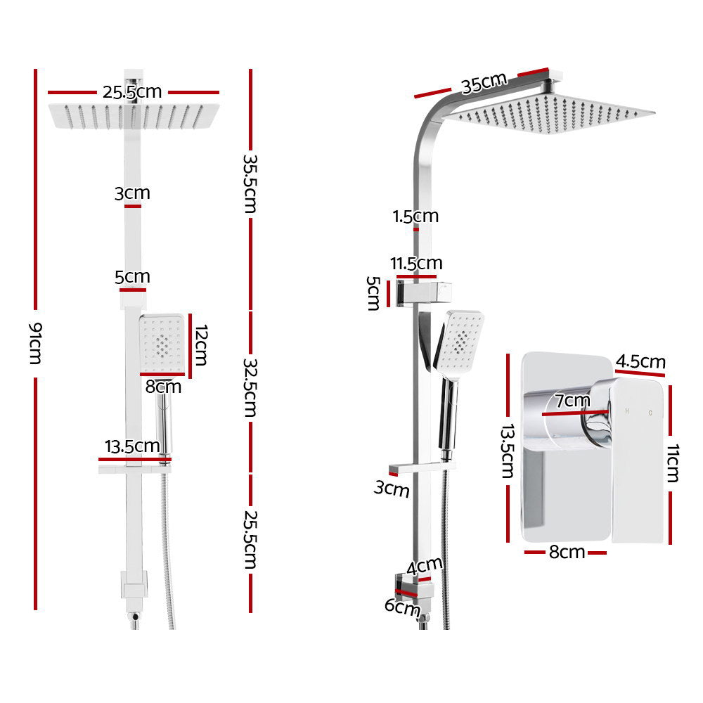 Cefito Shower System with Mixer Tap Rainfall 10-inch Brass Chrome