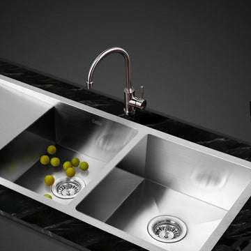 Cefito Kitchen Sink 111x45cm 304 Stainless Steel Double Bowl Silver