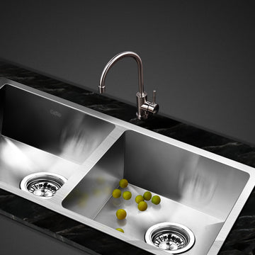 Cefito Kitchen Sink 77x45cm 304 Stainless Steel Double Bowl Silver