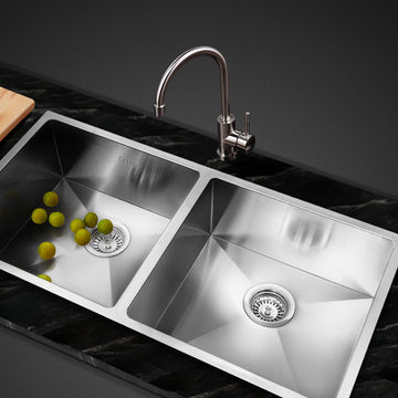 Cefito 86x44cm Stainless Steel Double Bowl Kitchen Sink Silver