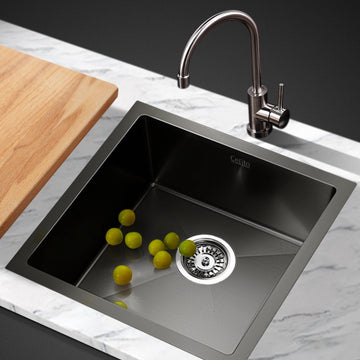 Cefito Kitchen Sink 44x44cm 304 Stainless Steel Nano Single Bowl Black