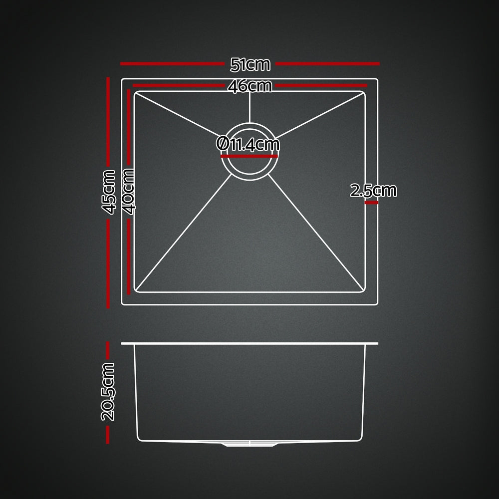 Cefito 51cm Kitchen Sink with Pull Out Tap Black