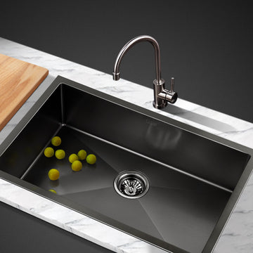 Cefito Black Stainless Steel Kitchen Sink Single Bowl 70cm