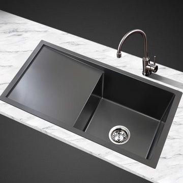 Cefito Nano Kitchen Sink 304 Stainless Steel Single Bowl Black 75cm