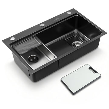 Cefito Stainless Steel Kitchen Sink Millet Grain Black 75cm