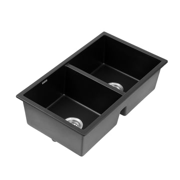 Cefito Granite Stone Kitchen Sink Double Bowl Black 77cm
