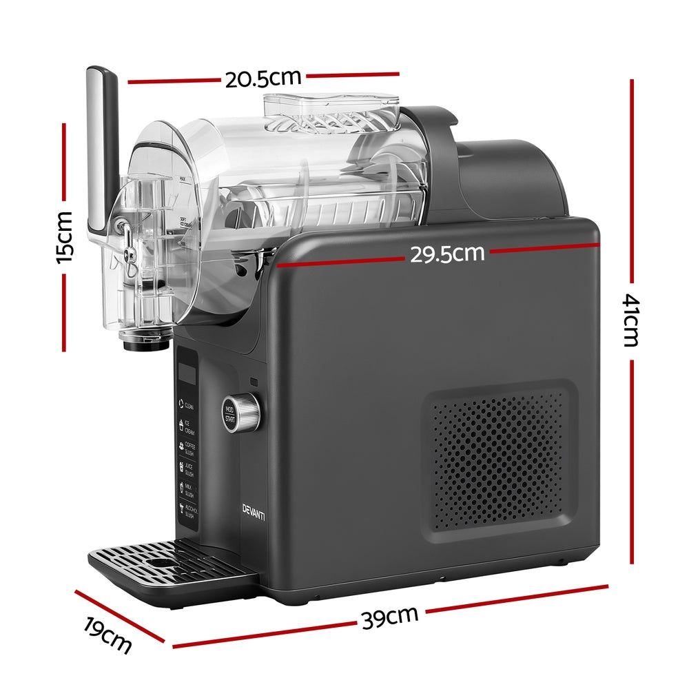 Devanti 5in1 Slushie and Ice Cream Maker with Compressor 2L Grey