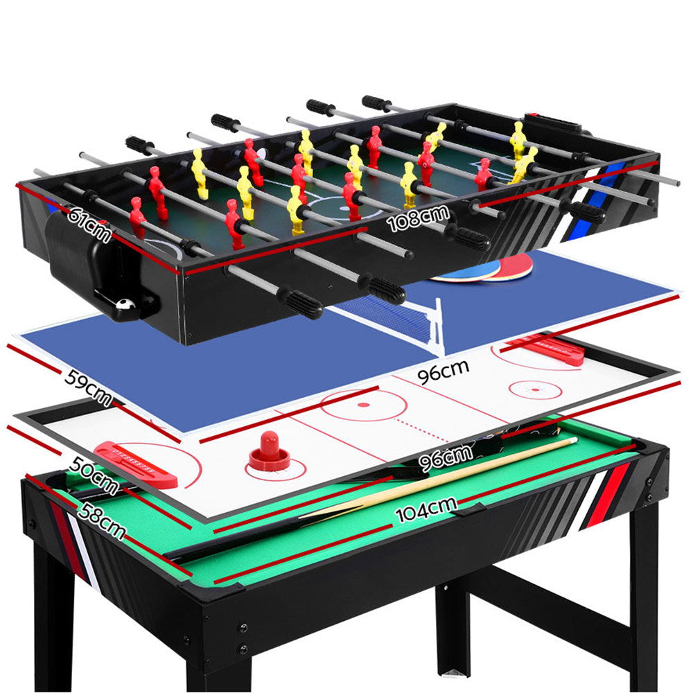 4-in-1 Multi-Game Table Soccer Pool Hockey Tennis 121cm