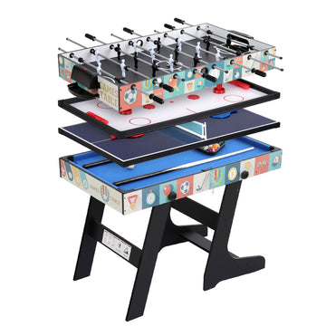 Foldable 4-in-1 Multi-Game Table with Foosball Table Tennis Pool Hockey