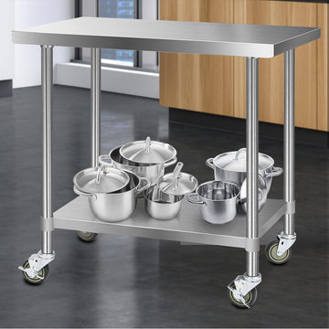 Cefito 304 Stainless Steel Kitchen Bench on Wheels 1219x610mm
