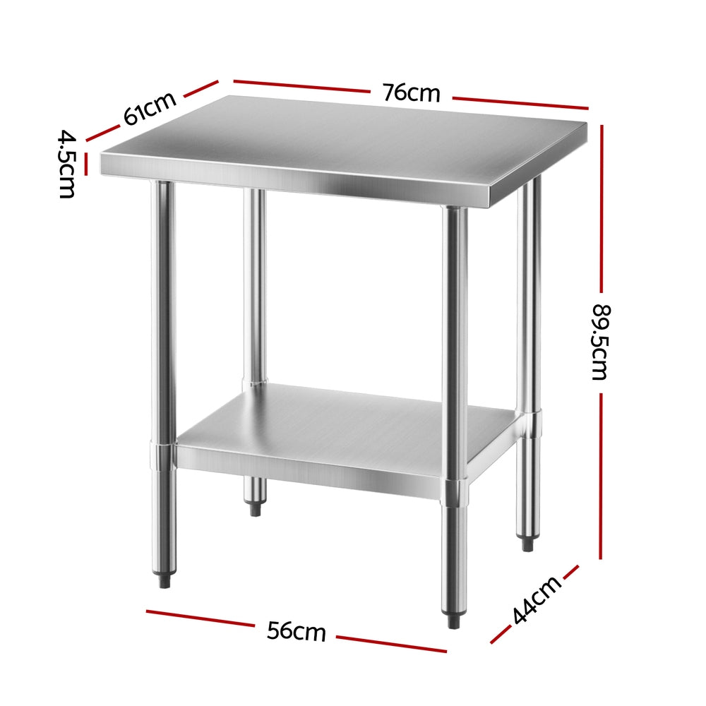 Cefito Stainless Steel Kitchen Work Table 610x760mm Commercial Grade