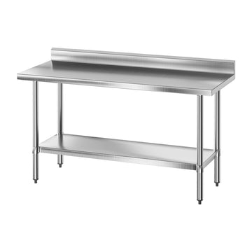 Cefito Stainless Steel Kitchen Bench with Splashback Heavy Duty 1500mm