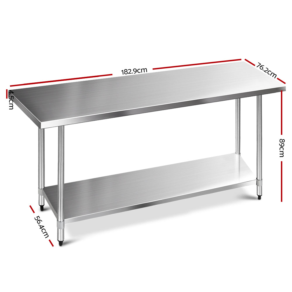 Cefito Stainless Steel Kitchen Bench 1829mm