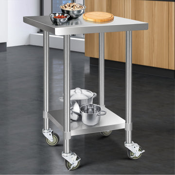 Cefito 430 Stainless Steel Kitchen Bench on Wheels 760x760mm