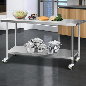 Cefito 430 Stainless Steel Kitchen Bench on Wheels 1829x760mm