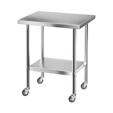 Cefito Commercial Kitchen Bench with Splashback 430 Stainless Steel 760mm