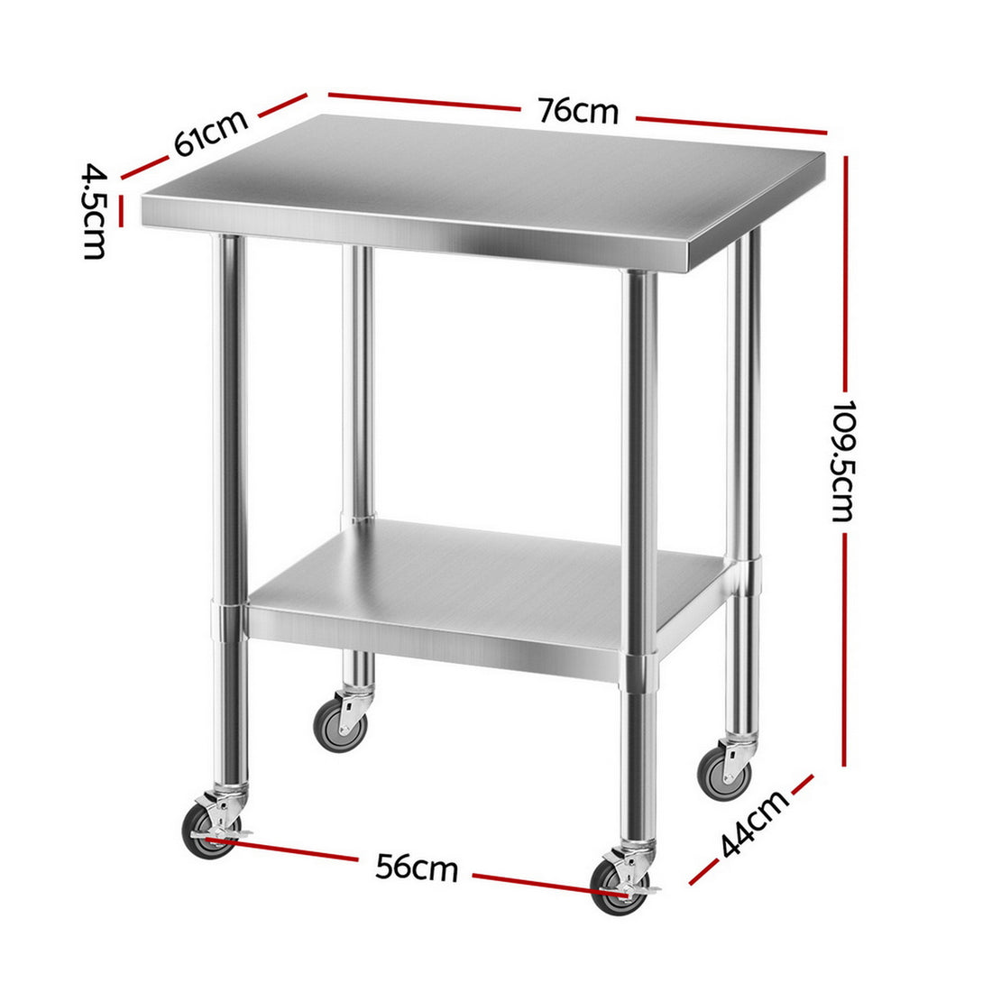 Cefito Commercial Kitchen Bench with Splashback 430 Stainless Steel 760mm