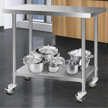 Cefito 430 Stainless Steel Kitchen Bench on Wheels 1219x610mm