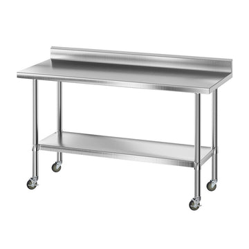 Cefito Commercial Kitchen Bench with Splashback 430 Stainless Steel 1500mm