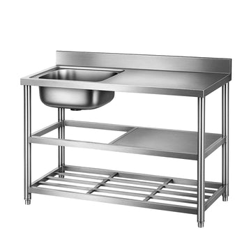 Cefito Commercial Kitchen Bench with Sink 304 Stainless Steel 120cm