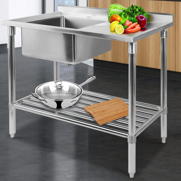 Cefito 100x60cm Commercial Stainless Steel Sink Bench Kitchen