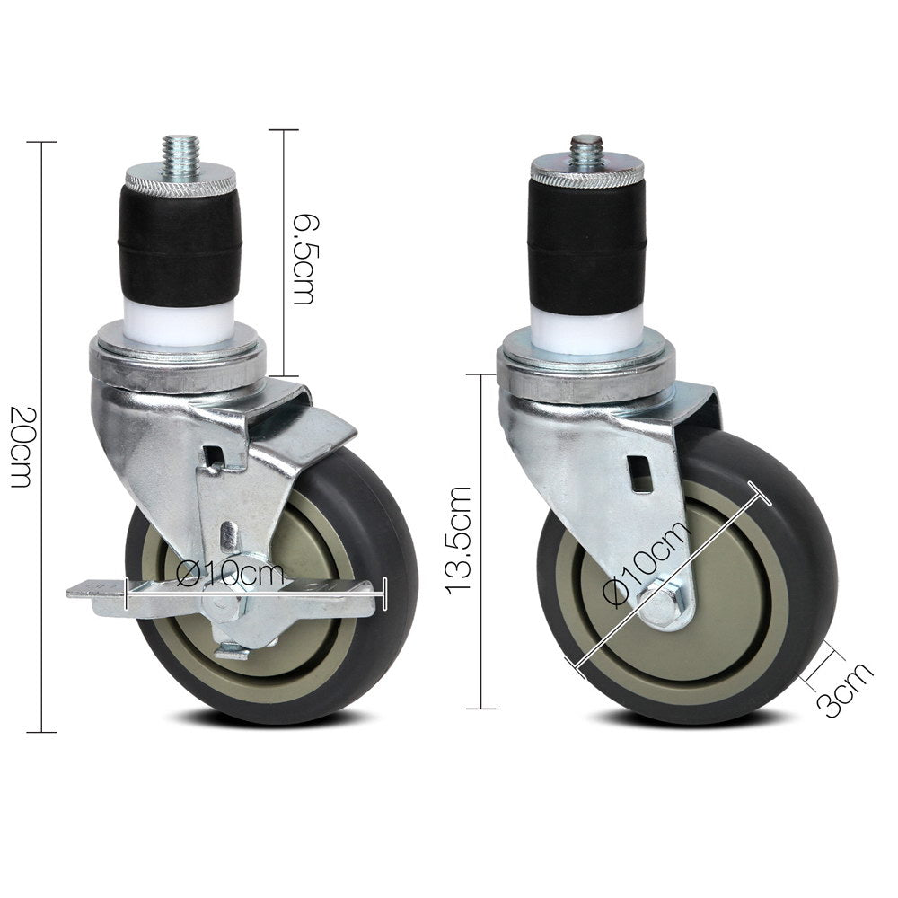 Cefito Castor Wheels Set of 4 with Side Lock Brake 100mm