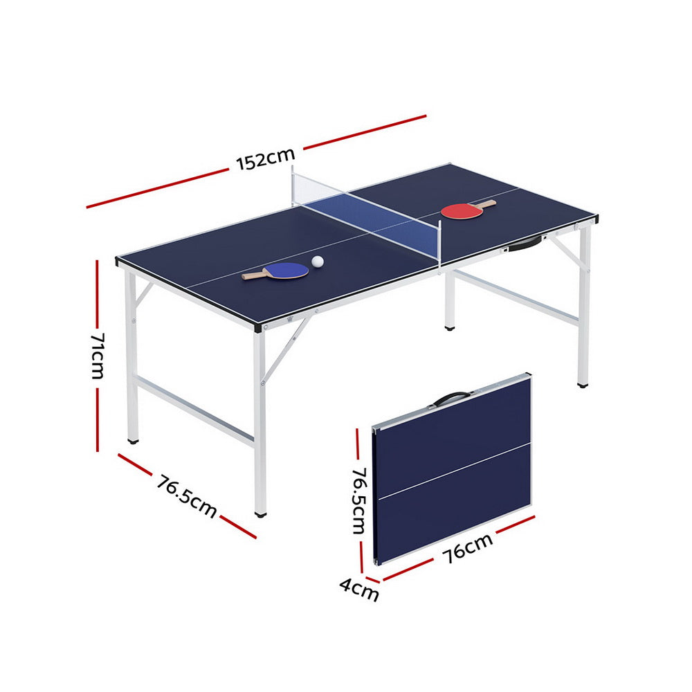 Everfit Foldable Table Tennis Table Portable with Rackets Blue