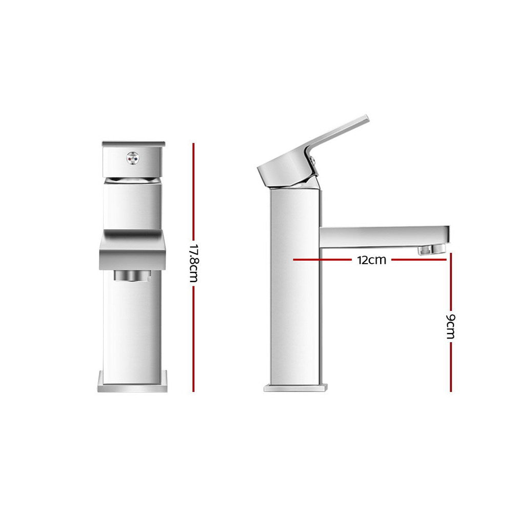 Cefito Square Basin Mixer Tap Solid Brass Chrome with Ceramic Cartridge