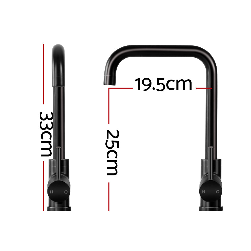 Cefito Rectangle Gooseneck Kitchen Mixer Tap Matt Black