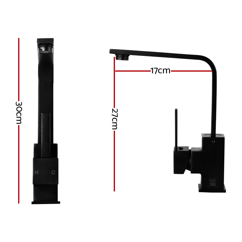 Cefito Square Gooseneck Kitchen Mixer Tap Matt Black