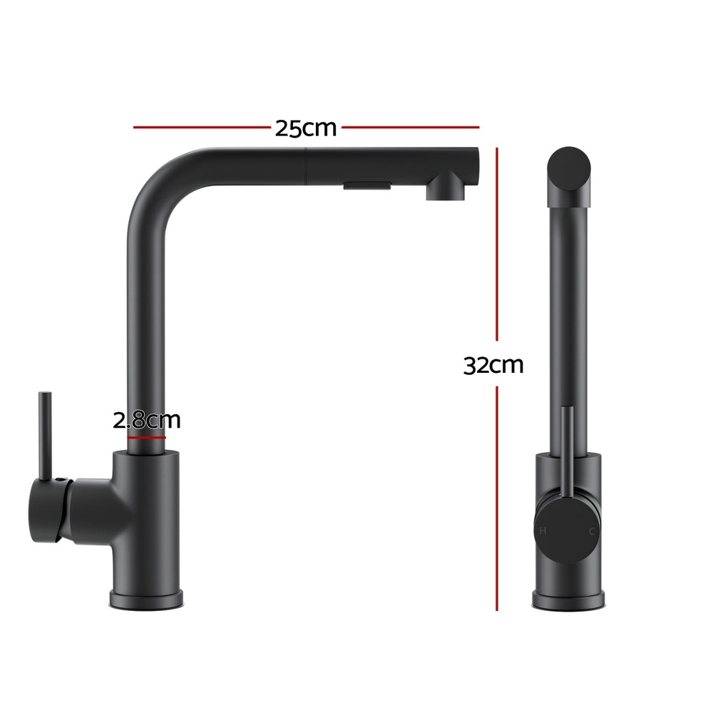 Cefito Pull-Out Kitchen Mixer Tap WELS 6 Star Black