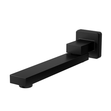 Cefito Wall Bath Spout Matte Black Brass Square Swivel Bathroom Tap