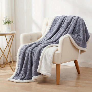 Giselle Fleece Throw Blanket Double-Sided 152x203cm Grey