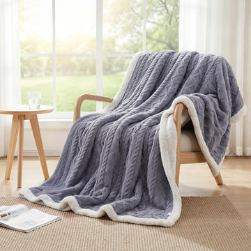 Giselle Fleece Throw Blanket Double-Sided 203x230cm Grey